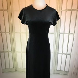 Casual Corner Black Velvet Tunic Maxi Dress Sz 10M